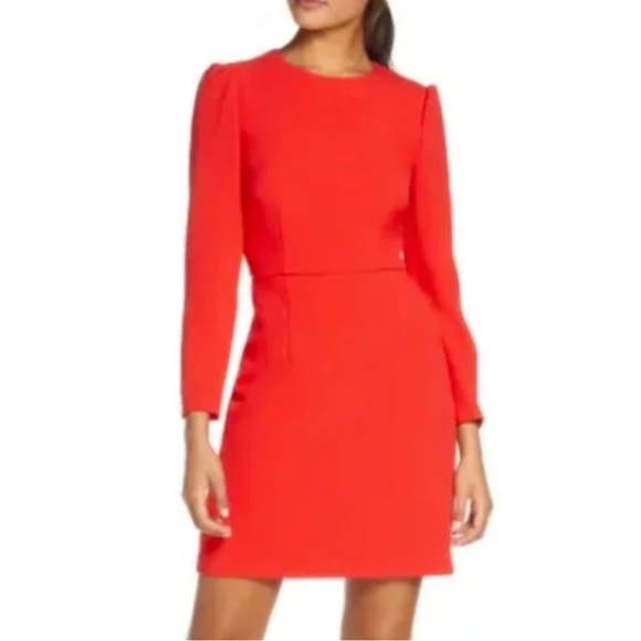 Eliza J Long Sleeve Bow Back Party Dress Red 6 - Picture 4 of 8